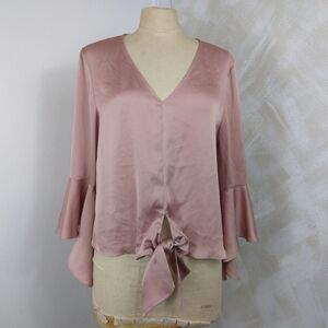 Bar III Size Large Pink Satiny Blouse Bell sleeve